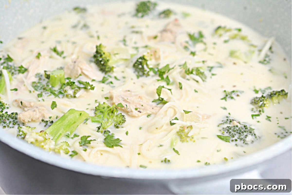 Creamy Keto Chicken Alfredo Soup 3 Close-up of a bowl of Keto Chicken Alfredo Soup, highlighting the creamy texture and ingredients