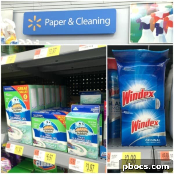 Guest-ready home tips featuring cleaning products and a DIY fall garland