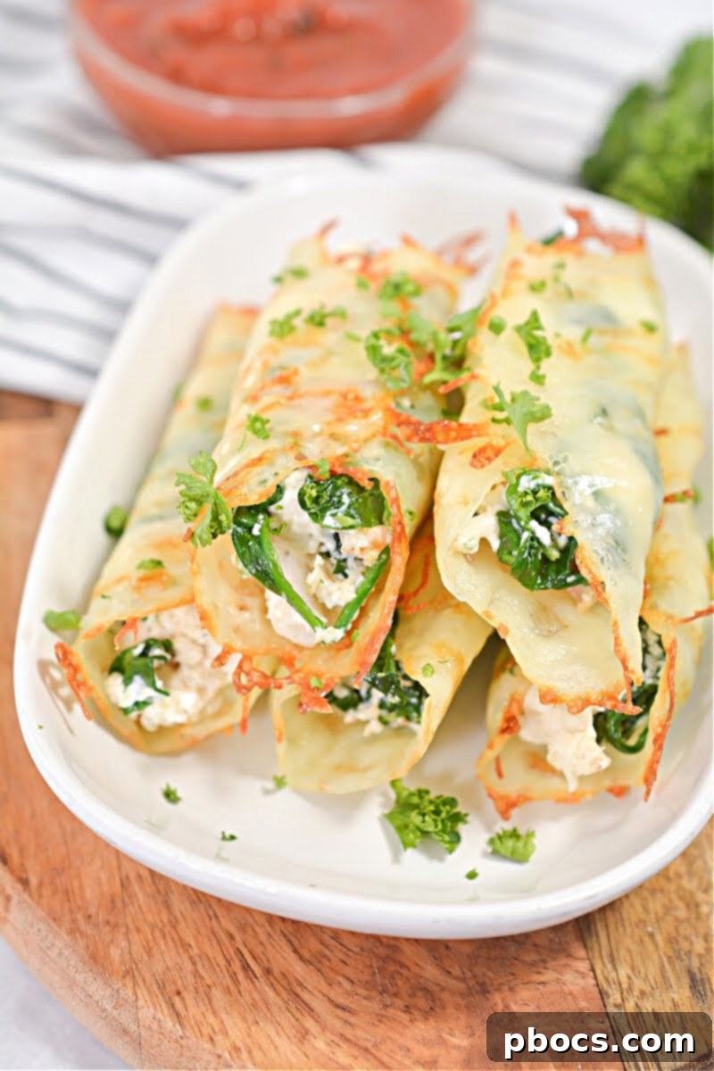 Keto Lasagna Roll-Ups with chicken and spinach