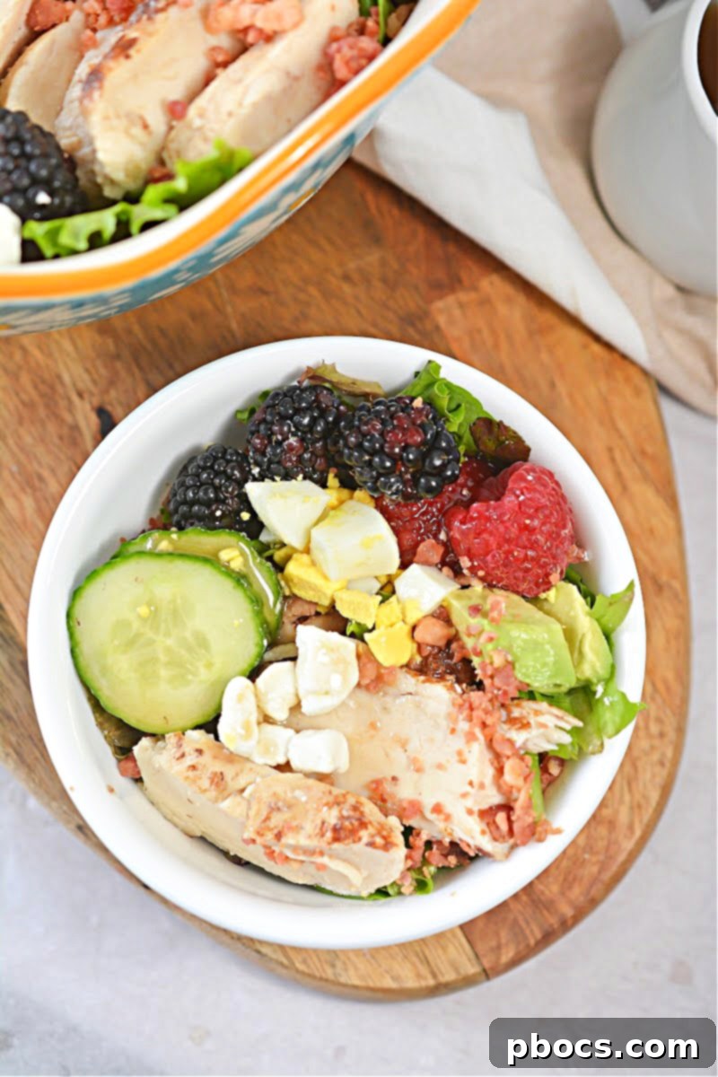 Berry Fresh Keto Cobb Salad 6 Keto Cobb Salad with Berries and a side of homemade dressing