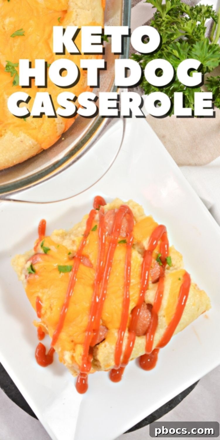 Pin this Keto Hot Dog Casserole recipe