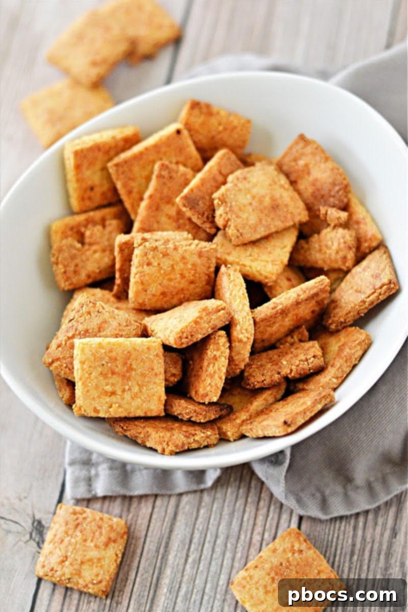 Delicious and crispy Keto Cheese Crackers, perfect for snacking or parties
