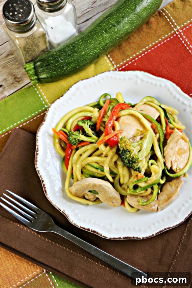 Wholesome Chicken Zoodle Stir-Fry 7 Keto Chinese Chicken featuring a vibrant mix of low-carb stir-fry vegetables