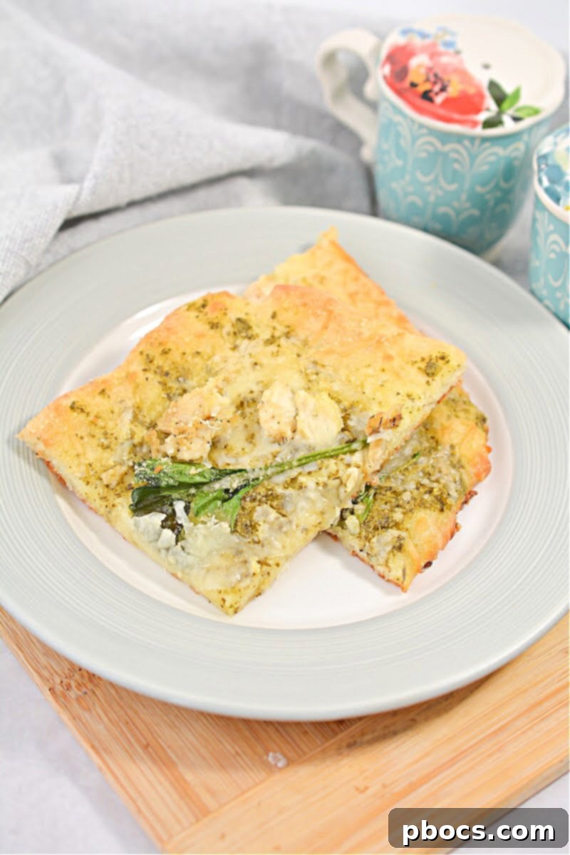 Keto Chicken Pesto Flatbread: A low-carb, flavorful, and easy-to-make dish perfect for meal prep.