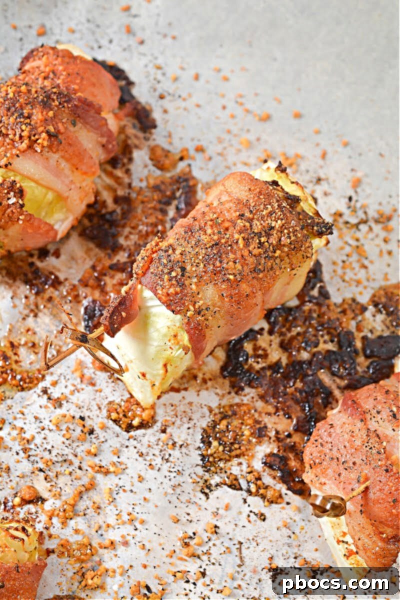 Savory Keto Bacon-Wrapped Cabbage 12 Step 5: Bake Keto Bacon Wrapped Cabbage until golden and crispy