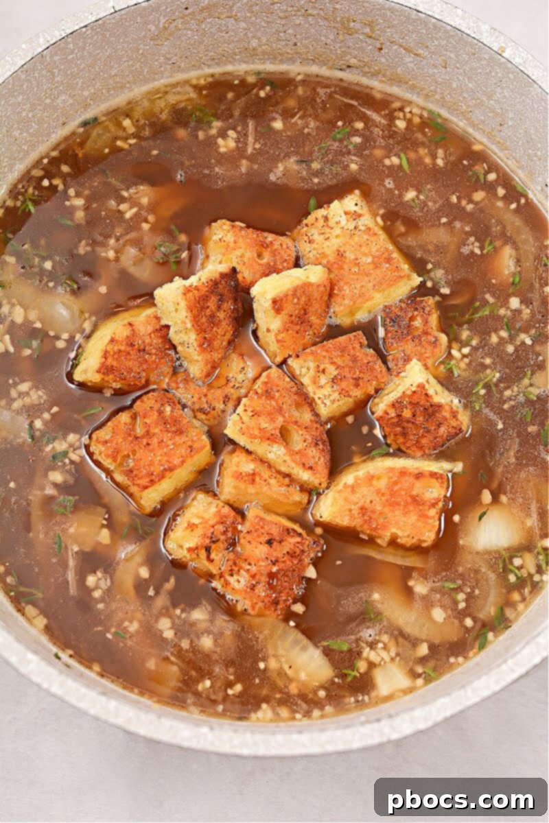 Keto French Onion Soup simmering gently