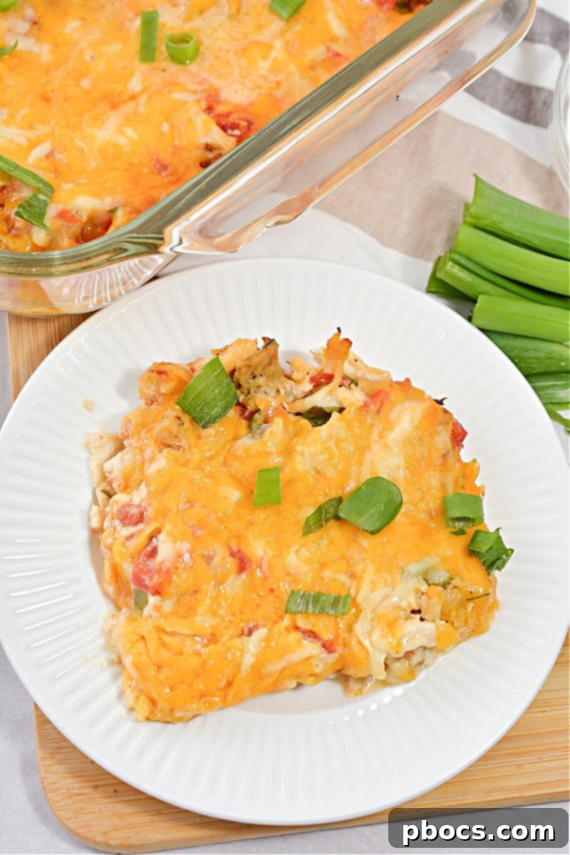 A close-up of the delicious Keto King Ranch Chicken Casserole, showcasing its creamy texture and vibrant ingredients.