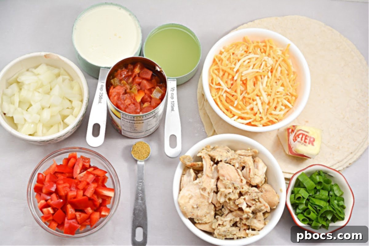 Convenient rotisserie chicken, shredded and ready to be incorporated into the King Ranch casserole recipe.