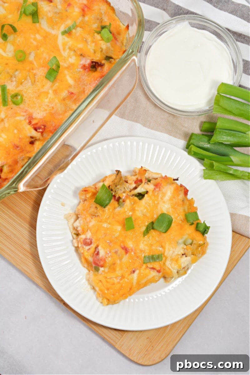 A can of Ro-Tel diced tomatoes and green chilies, a key ingredient for adding authentic Southwestern flavor to the casserole.