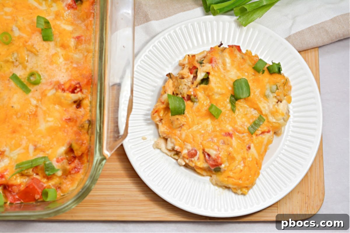 A well-prepared Keto King Ranch Chicken Casserole ready for serving or meal prepping, highlighting its golden-brown cheesy top.