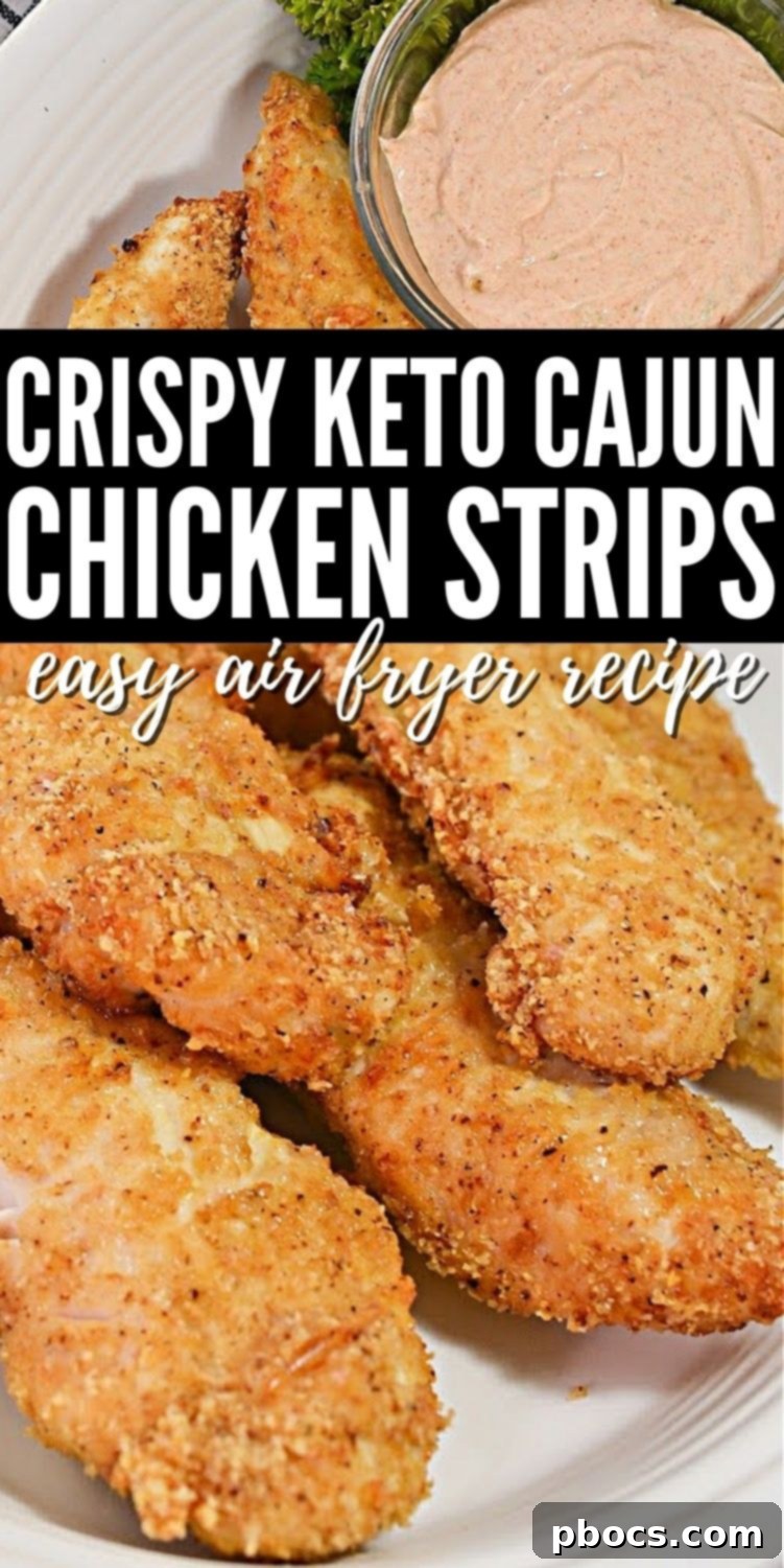 Crispy Keto Cajun Air Fryer Chicken Strips Pinterest pin