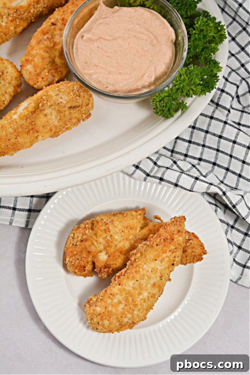 Crispy Keto Cajun Air Fryer Chicken Strips being breaded