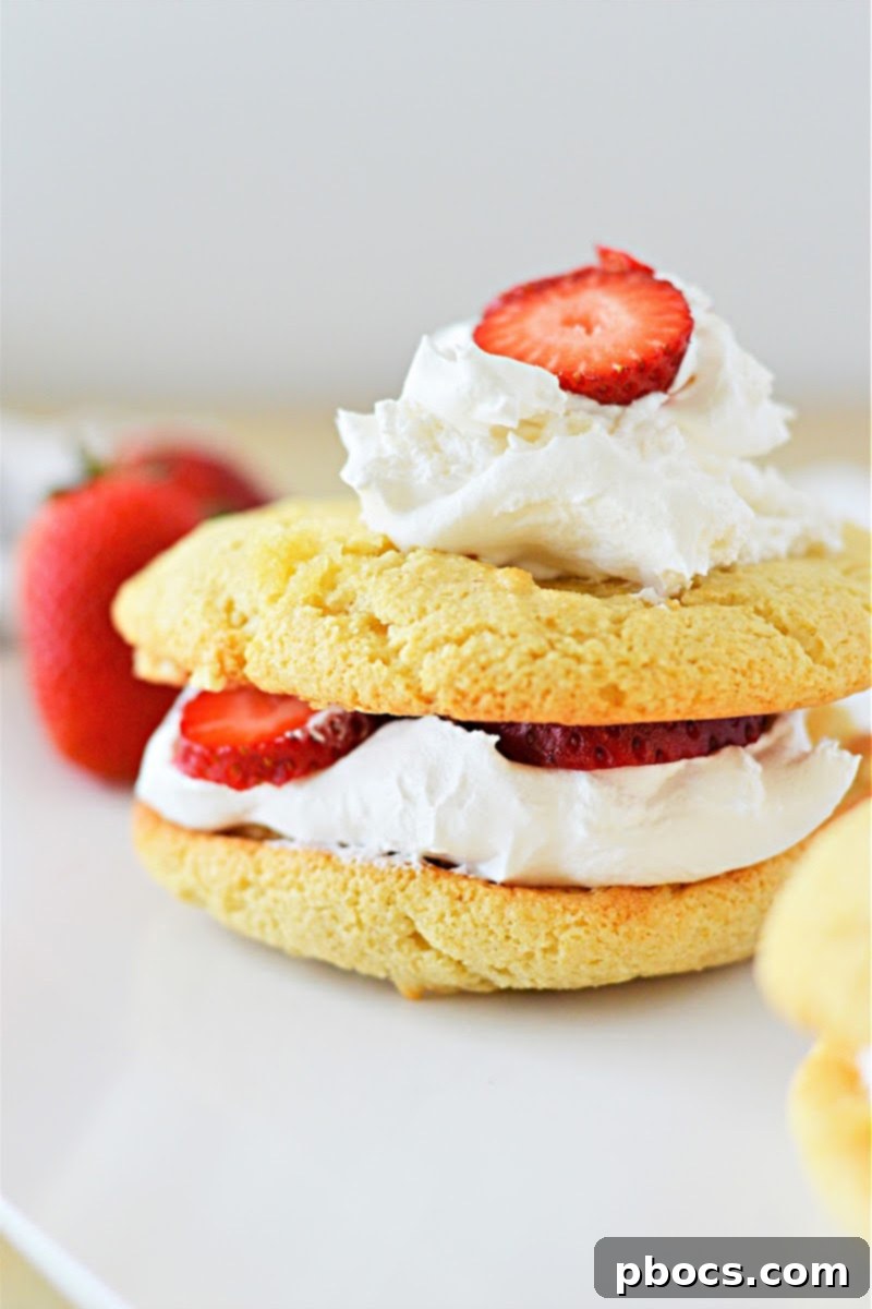 Delicious Keto Strawberry Shortcake with fresh berries and whipped cream