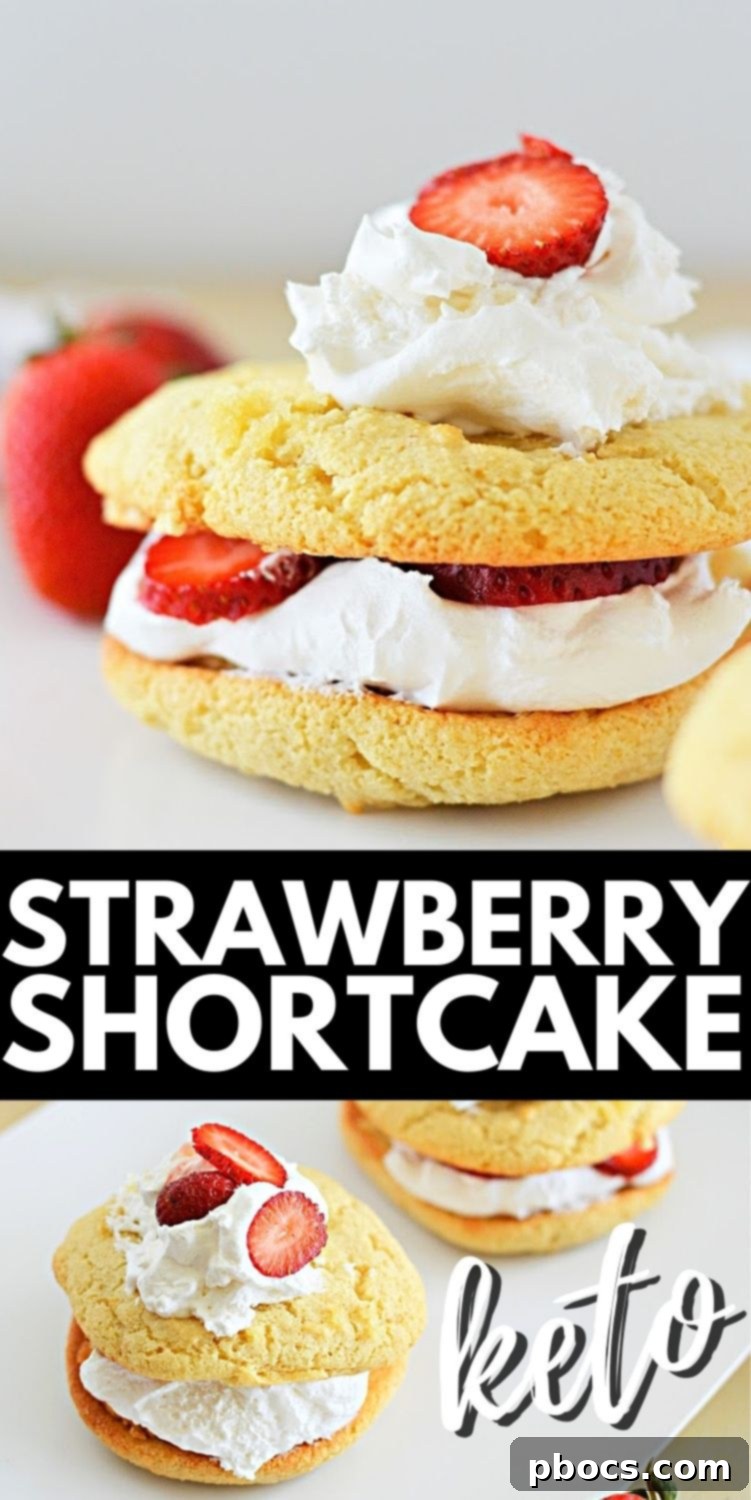 Keto Strawberry Shortcake recipe card for Pinterest