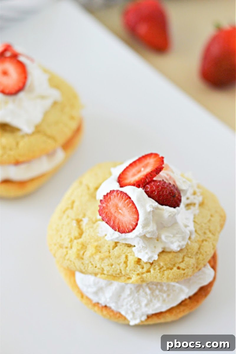 Close-up of a beautifully assembled Keto Strawberry Shortcake