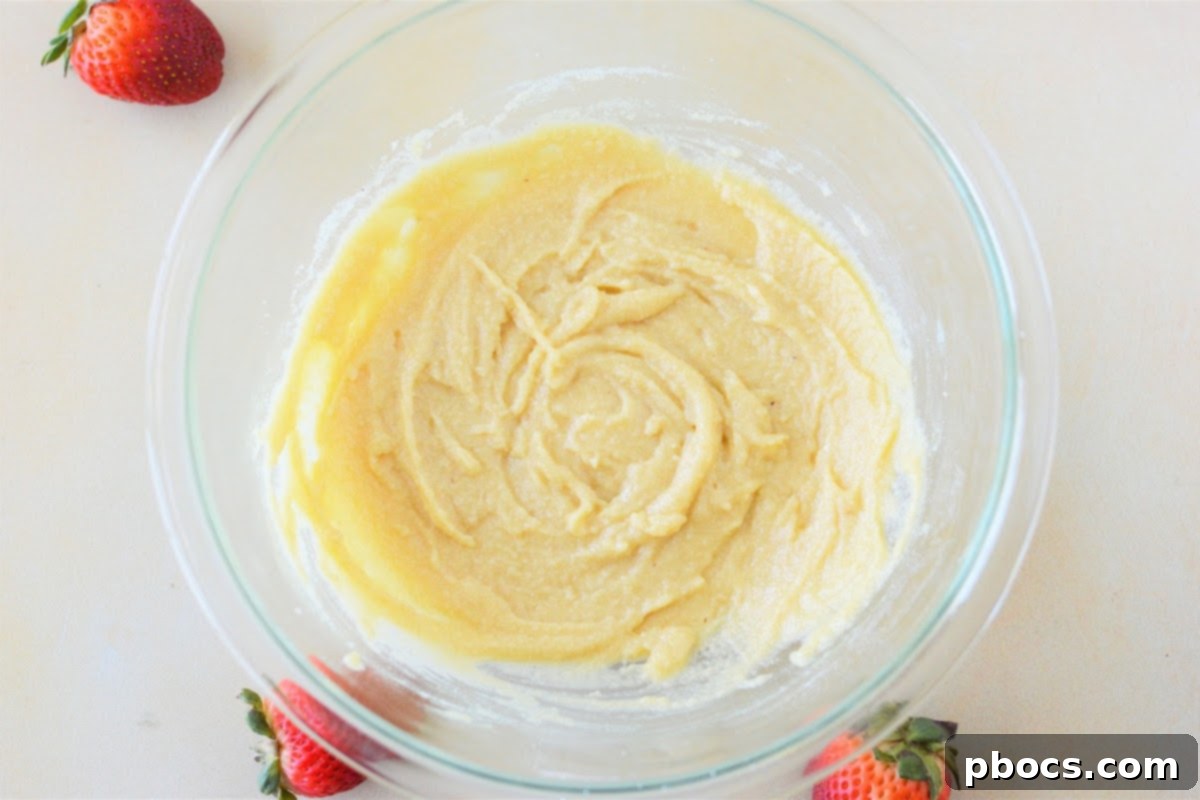 Combining dry and wet ingredients for keto shortcake