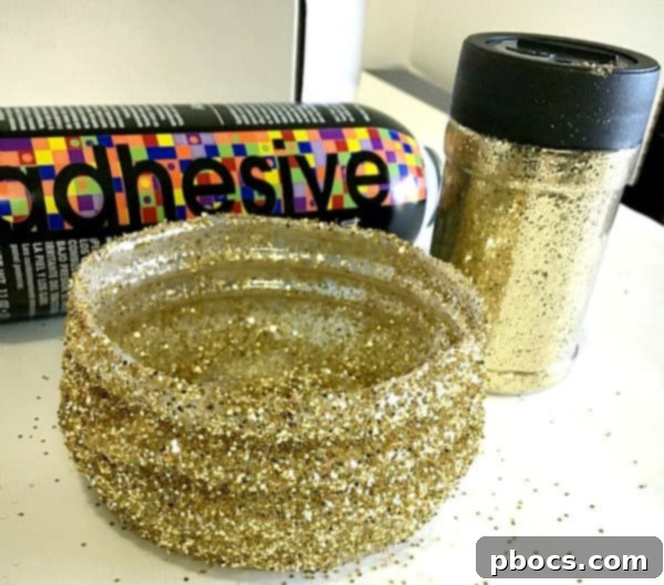 DIY Glitter Bowl drying