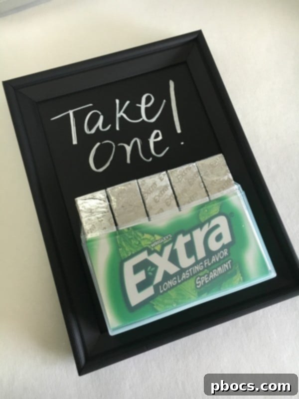 Custom Chalkboard Gum Storage Frame 9 Finished DIY Chalkboard Frame Gum Holder on a desk