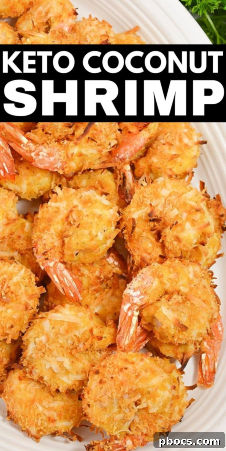 Keto Coconut Shrimp - pin for later image