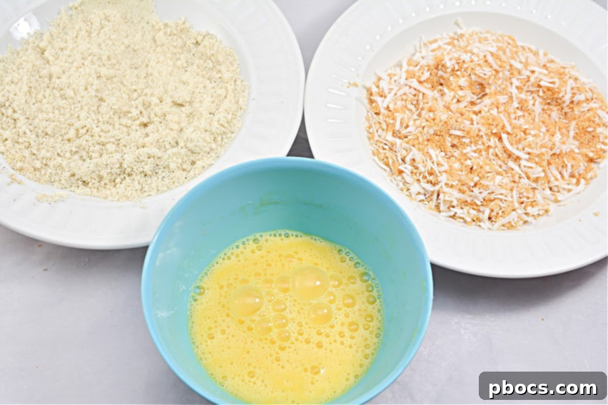 keto shrimp coating - pork rinds and coconut