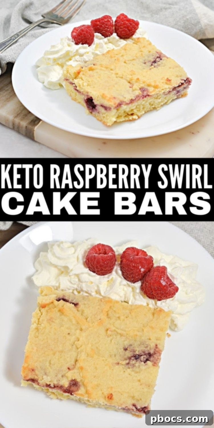 Keto Raspberry Swirl Cake Bars - A delicious low-carb and sugar-free dessert idea.