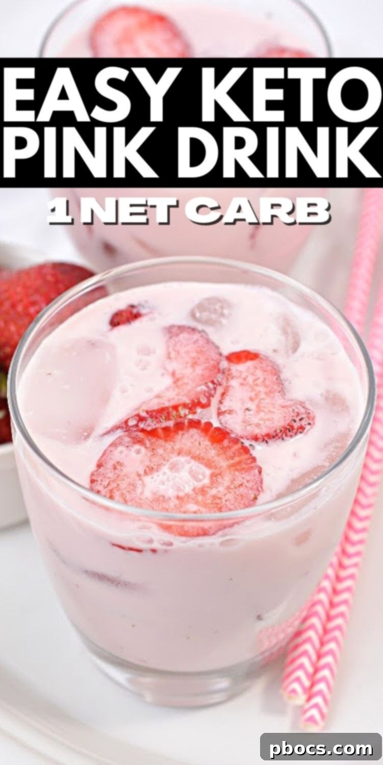 Keto Pink Drink Pin for Pinterest - Save this low-carb Starbucks copycat recipe!