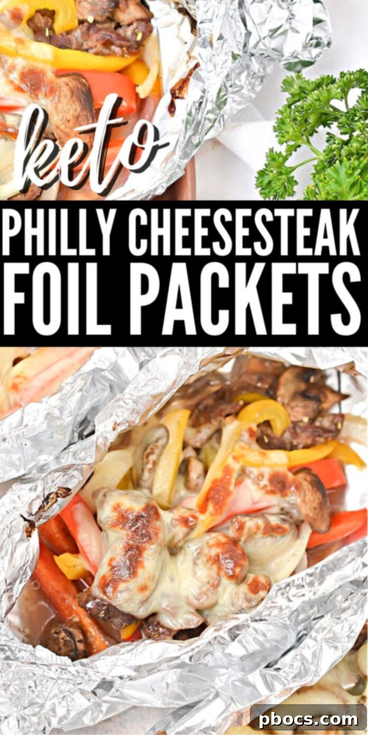 Pin this Keto Philly Cheesesteak Foil Packets recipe for later to your keto dinner ideas board on Pinterest