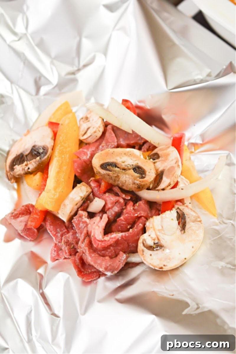 Sealing foil packets for Keto Philly Cheesesteak