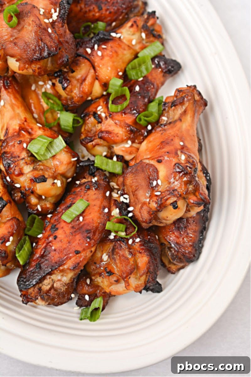 Keto Korean BBQ Chicken Wings - Close-up of sticky wings