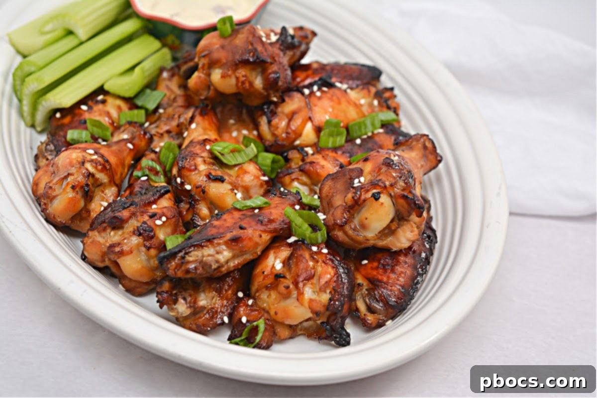 Keto Korean BBQ Chicken Wings - Wings on a plate, ready to be served