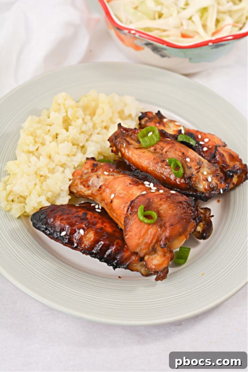 Keto Korean BBQ Chicken Wings - Served with a side dish