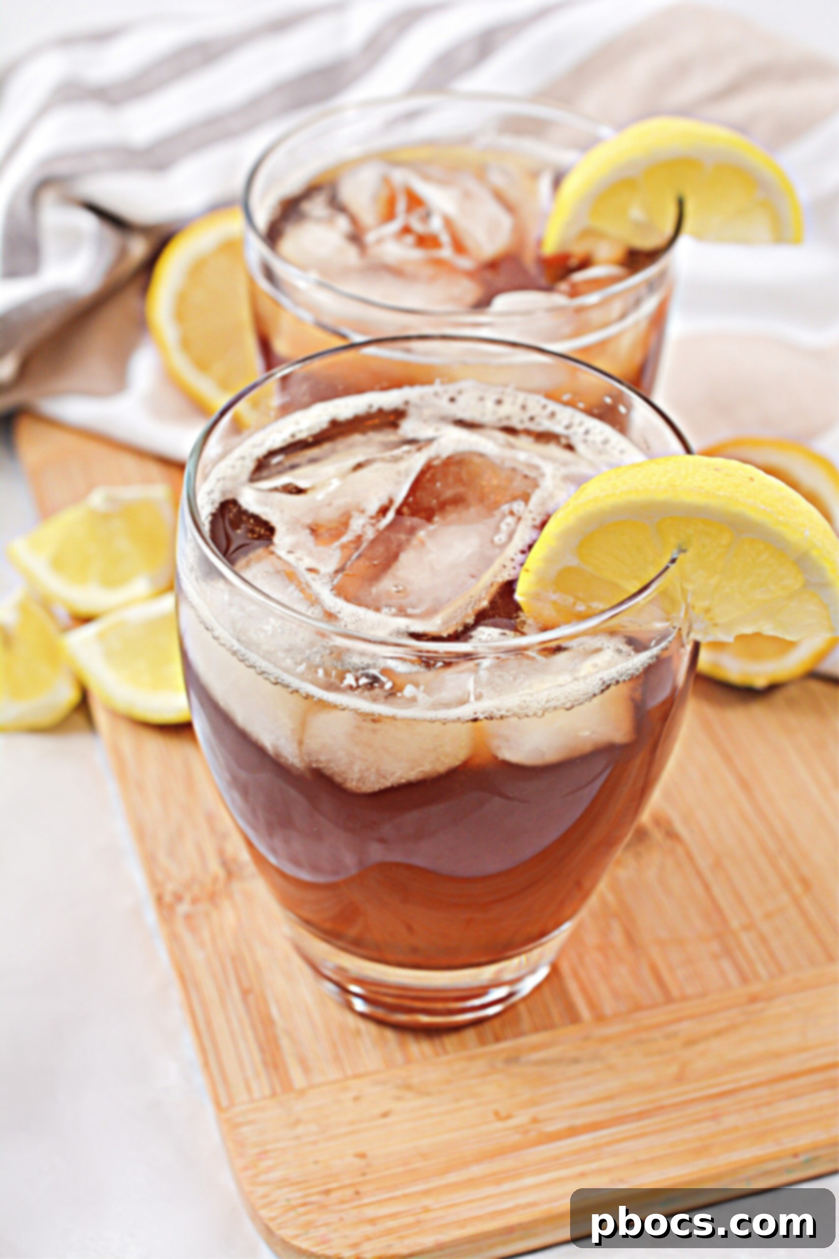 Stack of tea bags and a pitcher of Keto Sweet Tea, emphasizing the simple ingredients.
