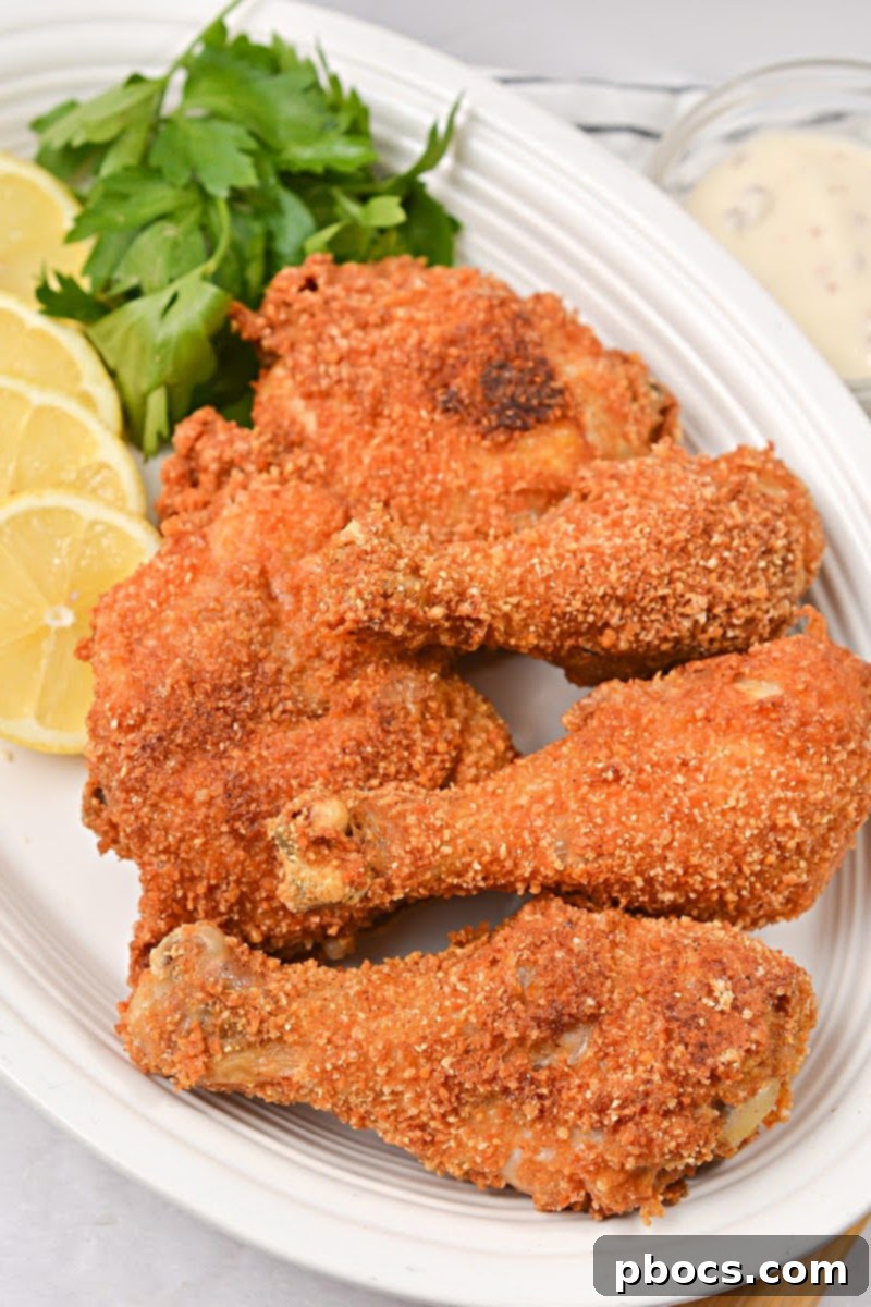 Keto Fried Chicken - Golden brown and crispy chicken pieces