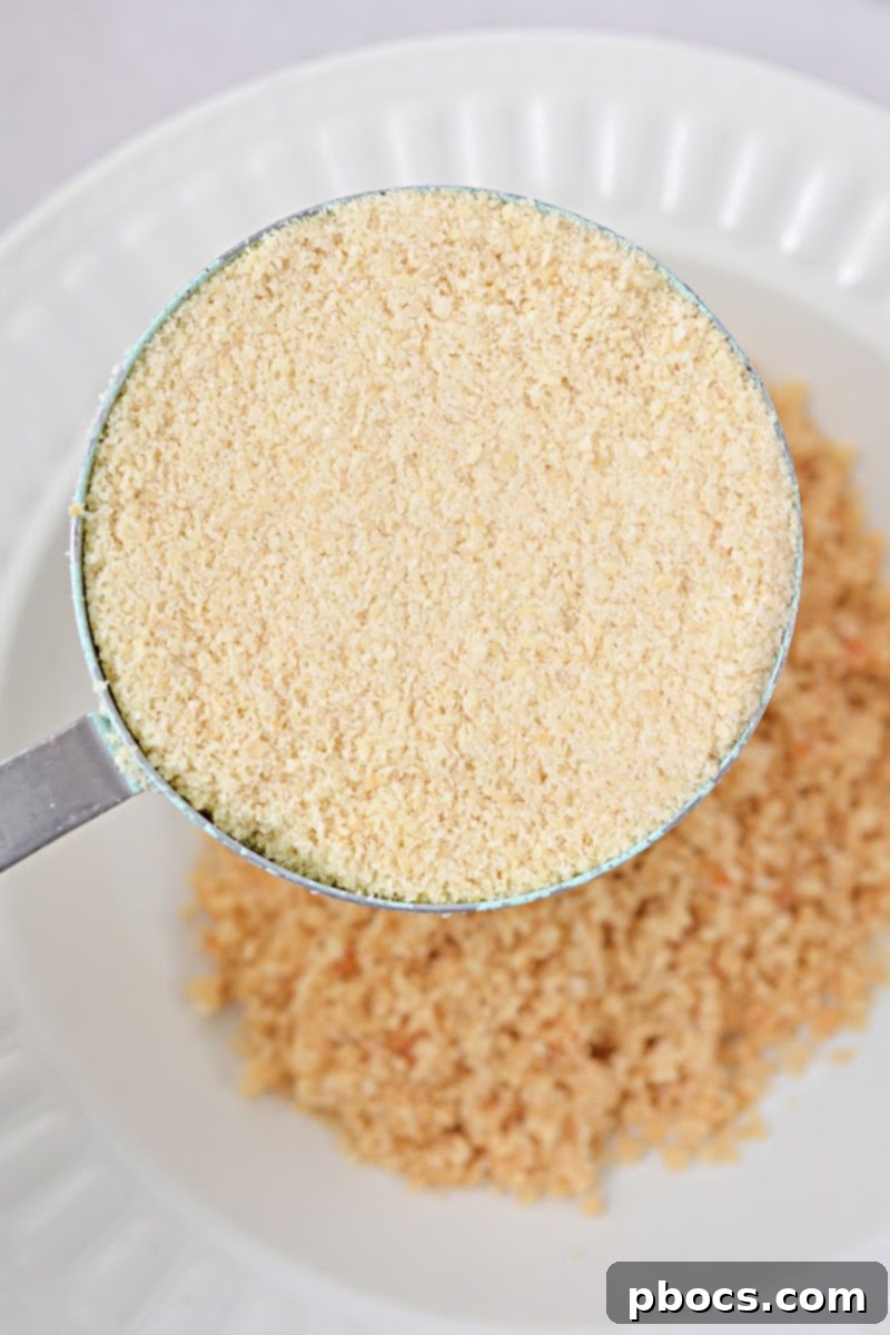 Pork Rind Breading - Crushed pork rinds ready for breading