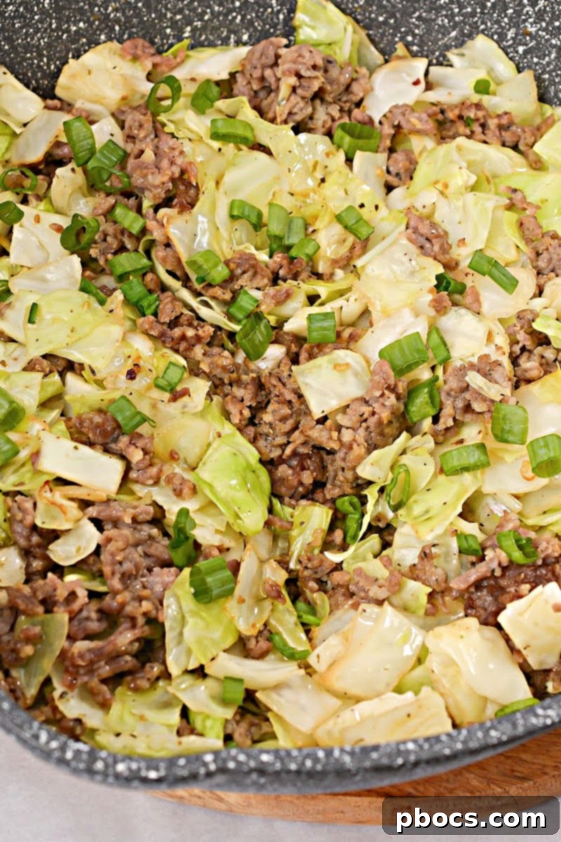 Keto Butter Fried Cabbage With Ground Sausage - Combining Sausage and Cabbage