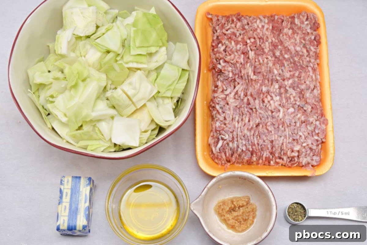 Keto Butter Fried Cabbage With Ground Sausage - Cooked Ground Sausage