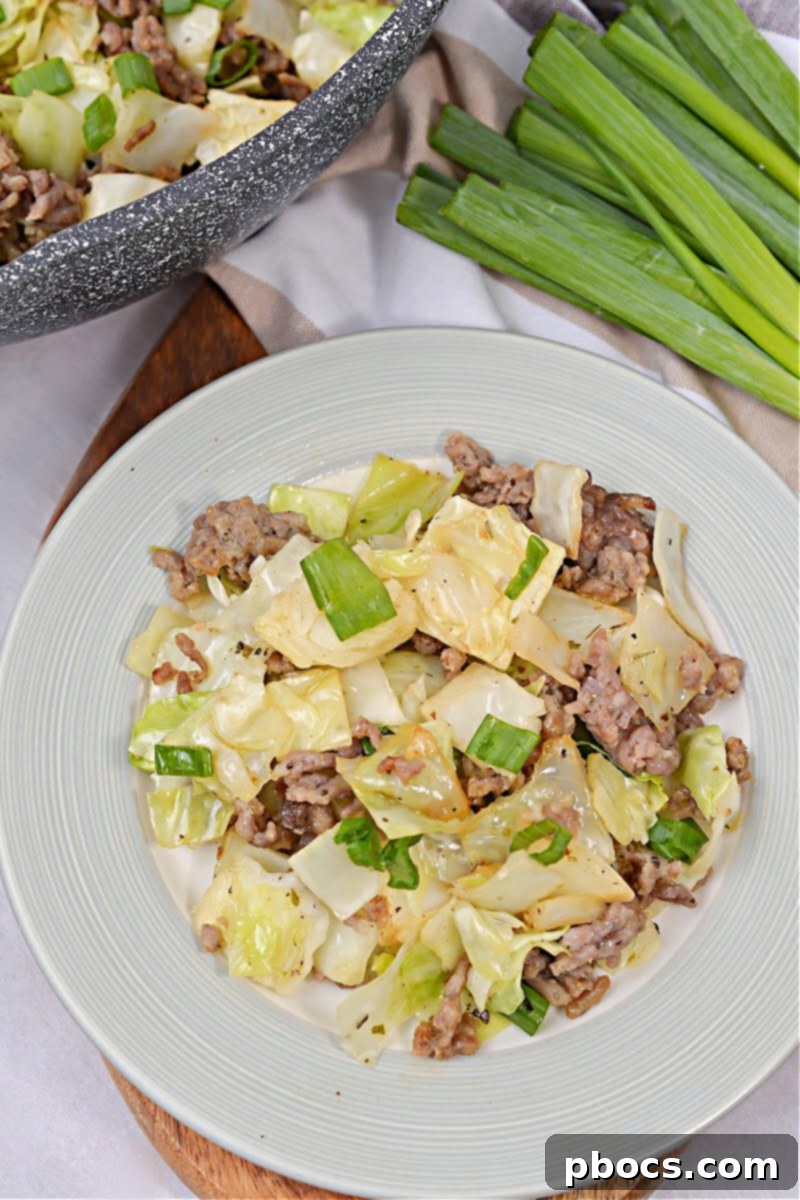 Keto Butter Fried Cabbage With Ground Sausage - Simple Butter Fried Cabbage