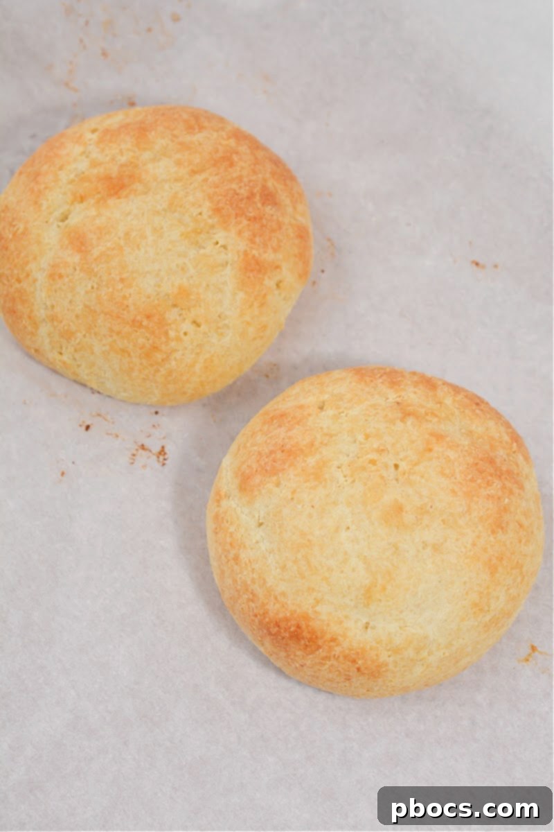 A closer view of a perfectly baked keto bread bowl, showing its golden crust.