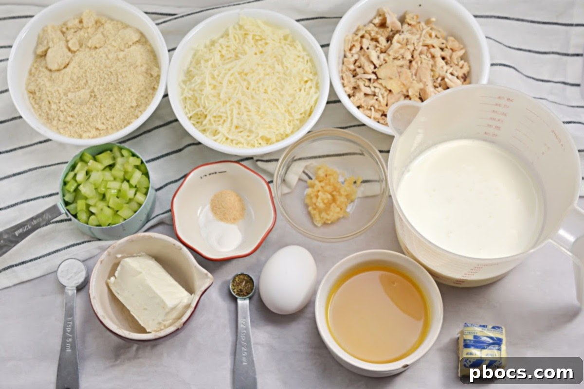 Ingredients for Keto Bread Bowl including mozzarella, cream cheese, egg, and almond flour, ready for mixing.