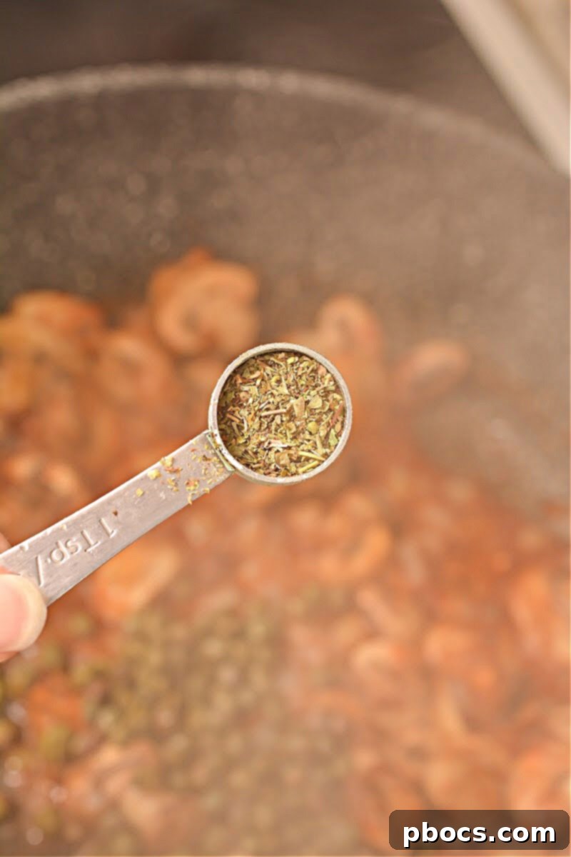Sautéing mushrooms for Keto Chicken Cacciatore