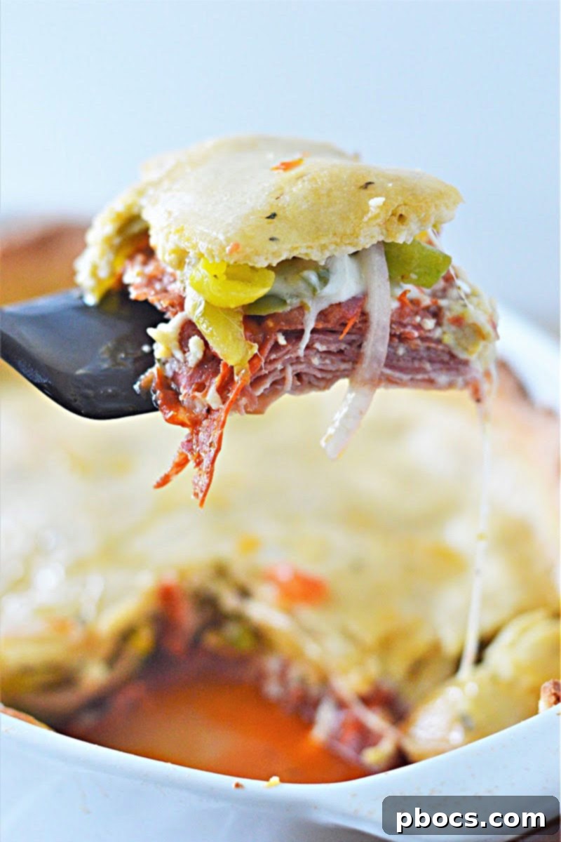 Keto Italian Deli Bake 2 Delicious Keto Italian Sub Casserole with a golden fathead crust