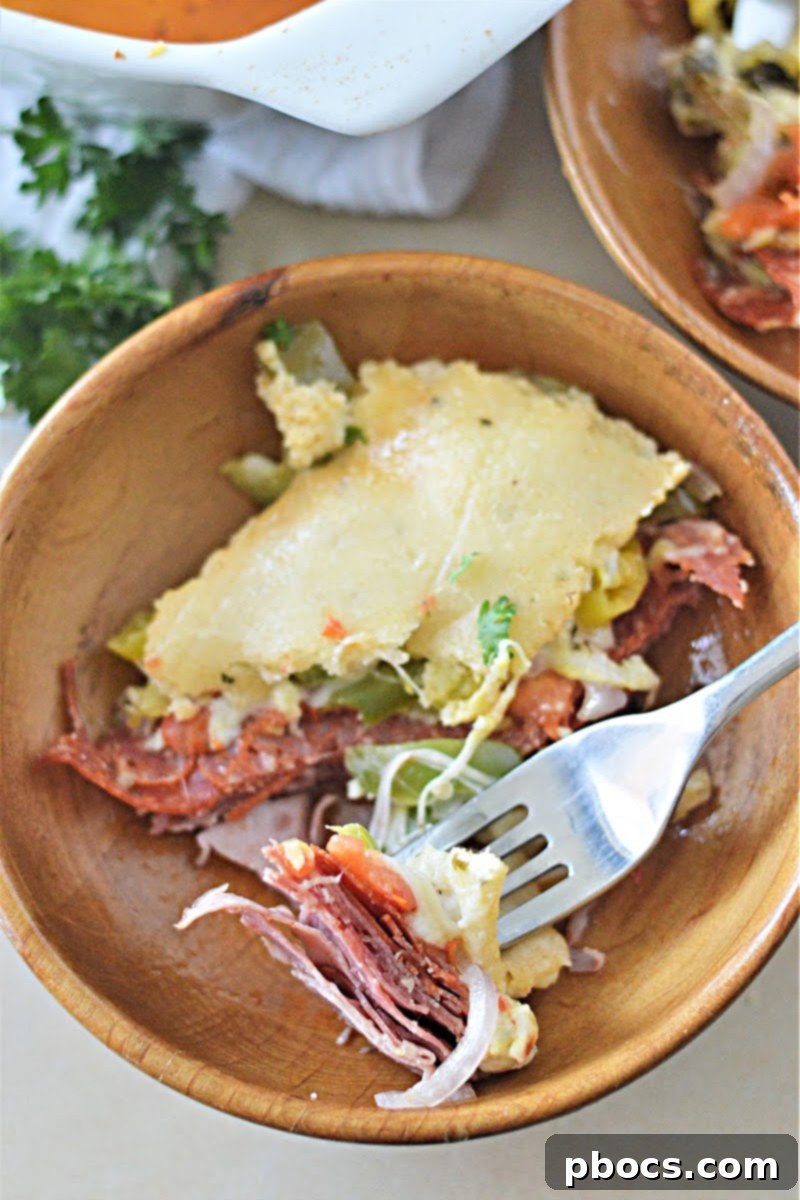 Keto Italian Deli Bake 6 Baked Keto Italian Sub Casserole with a side salad