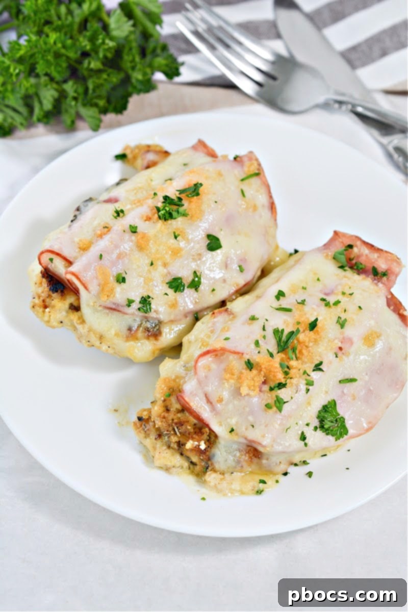 Keto Chicken Cordon Bleu Skillet served with cauliflower mash