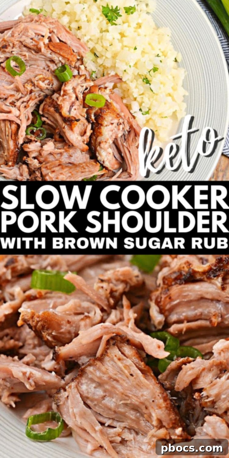 Keto Slow Cooker Pork Shoulder With Brown Sugar Rub - Pin for later