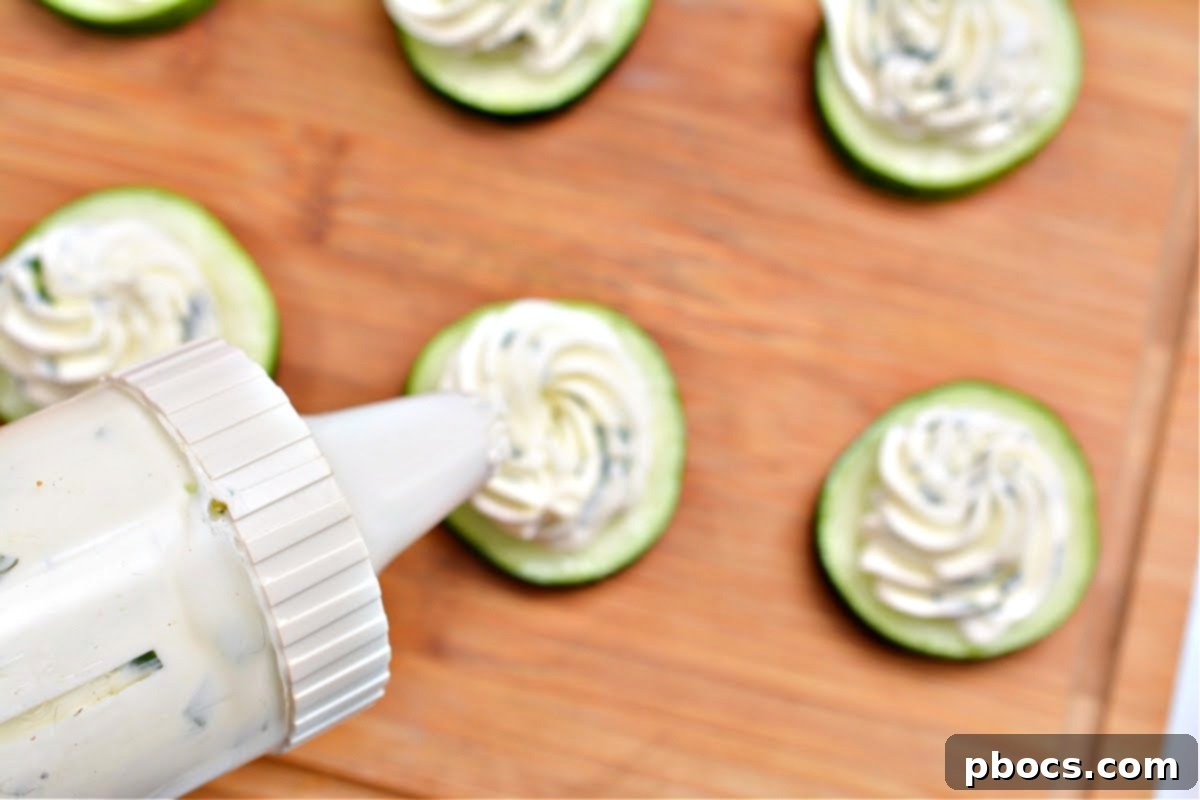 Keto Cucumber Web Bites 11 Step 4: Cream cheese mixture loaded into a Ziploc bag for piping