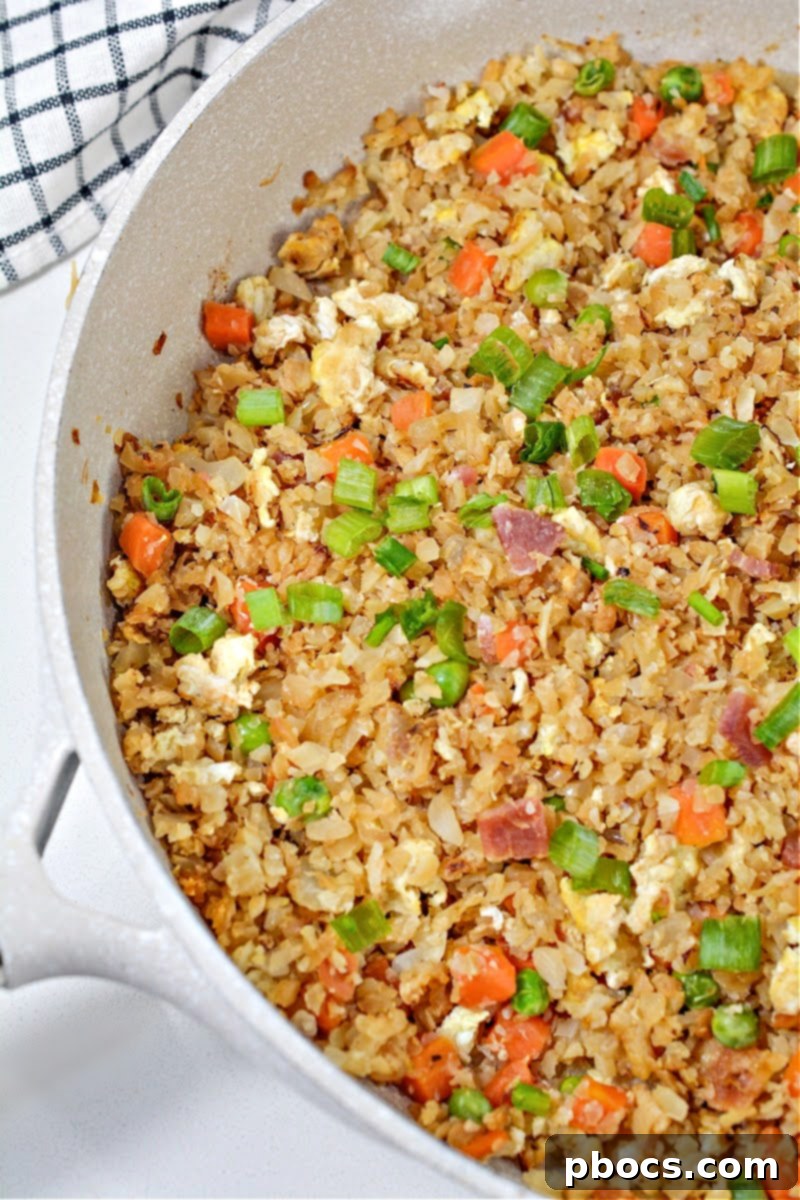 Delicious Low-Carb Bacon Fried Rice with Eggs and Veggies