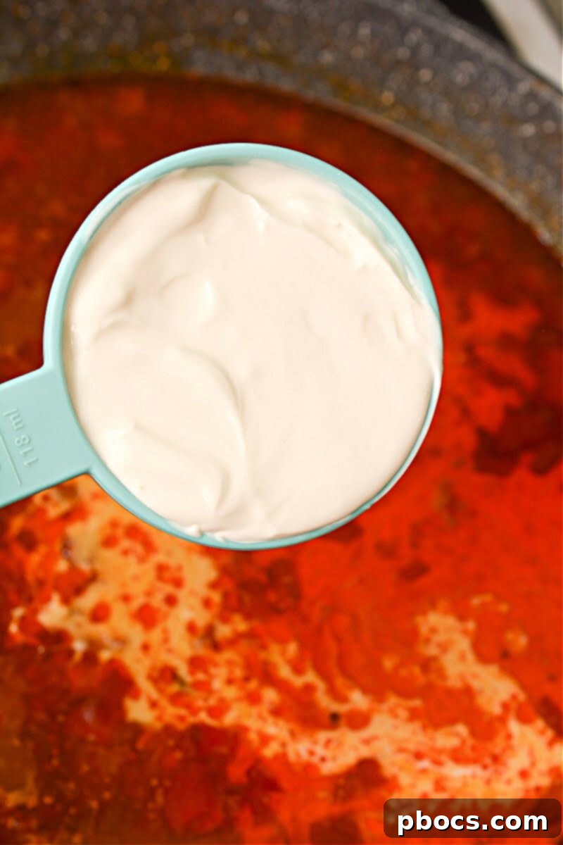 Adding Cream to Paprikash Sauce