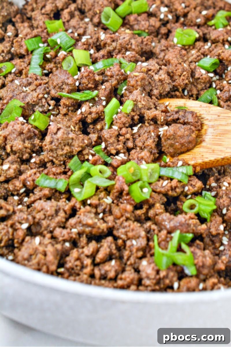 Delicious Keto Korean Beef Bowl with vibrant ground beef and cauliflower rice