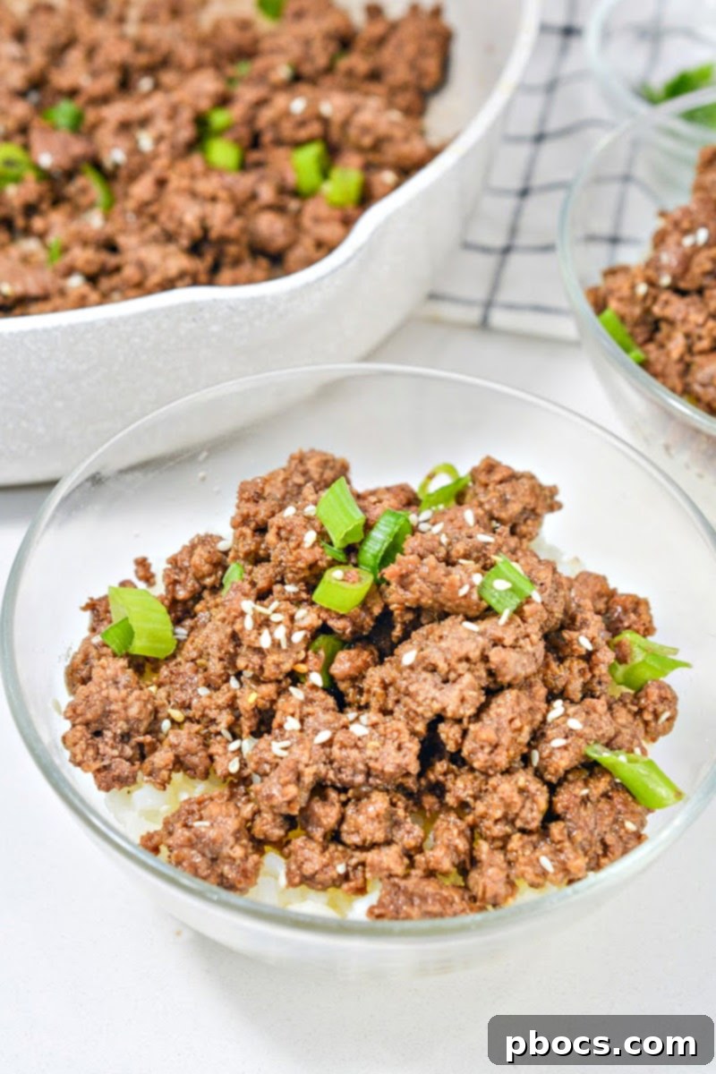 A beautifully presented Keto Korean Beef Bowl, ready to be enjoyed