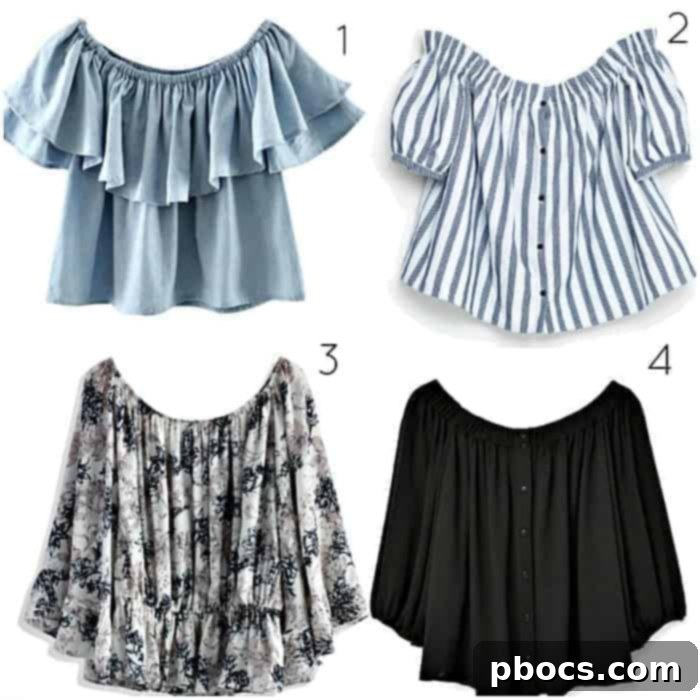 Stylish woman wearing an off-the-shoulder top, ready for any occasion